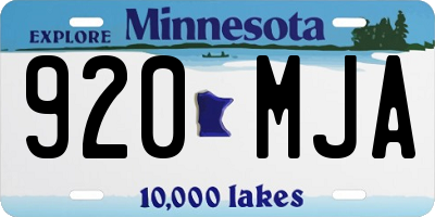 MN license plate 920MJA