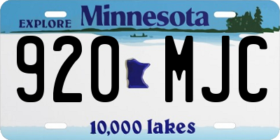 MN license plate 920MJC