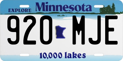MN license plate 920MJE
