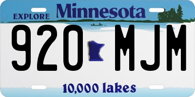 MN license plate 920MJM