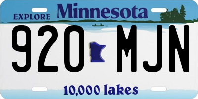MN license plate 920MJN