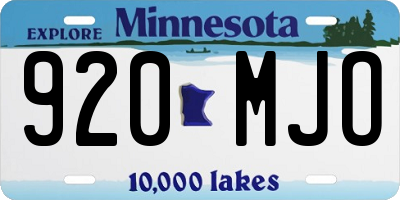 MN license plate 920MJO