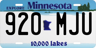 MN license plate 920MJU