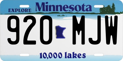 MN license plate 920MJW