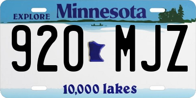 MN license plate 920MJZ