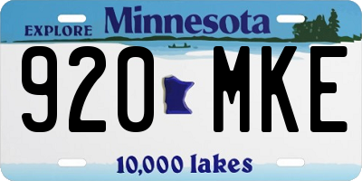 MN license plate 920MKE