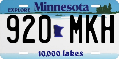 MN license plate 920MKH