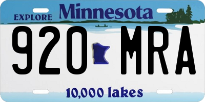 MN license plate 920MRA