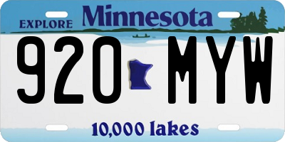 MN license plate 920MYW