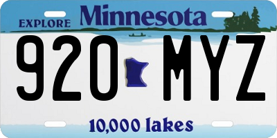 MN license plate 920MYZ