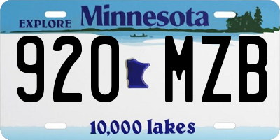 MN license plate 920MZB