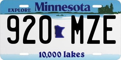 MN license plate 920MZE