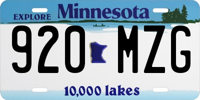 MN license plate 920MZG