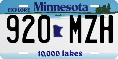 MN license plate 920MZH
