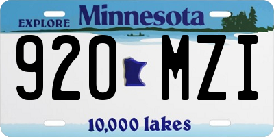 MN license plate 920MZI
