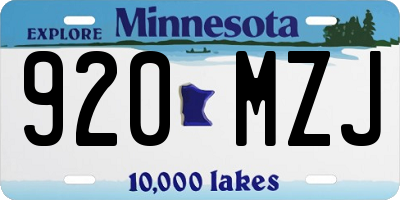 MN license plate 920MZJ