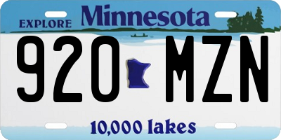 MN license plate 920MZN