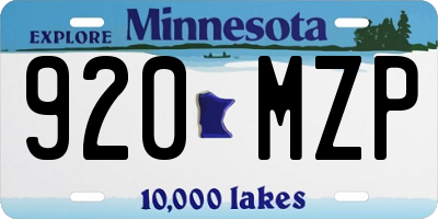 MN license plate 920MZP