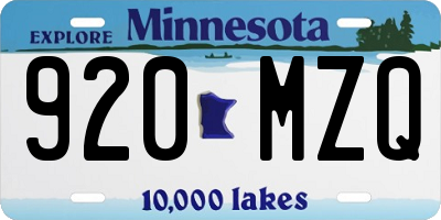 MN license plate 920MZQ