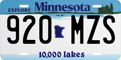 MN license plate 920MZS