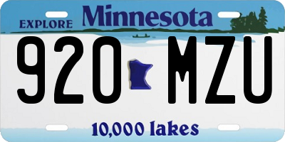 MN license plate 920MZU