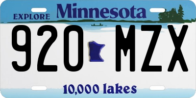 MN license plate 920MZX
