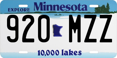 MN license plate 920MZZ