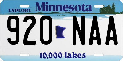 MN license plate 920NAA