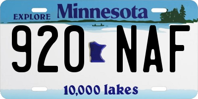MN license plate 920NAF