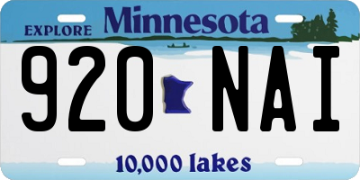 MN license plate 920NAI