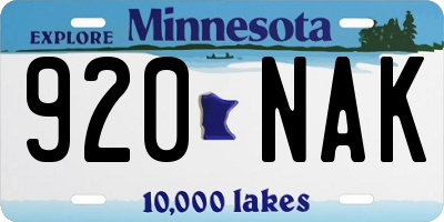 MN license plate 920NAK