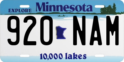 MN license plate 920NAM