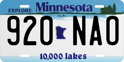 MN license plate 920NAO