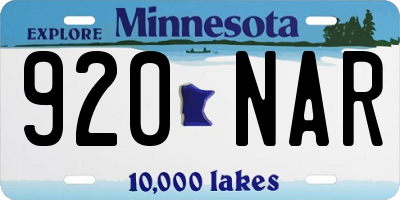 MN license plate 920NAR