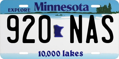 MN license plate 920NAS