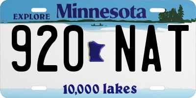 MN license plate 920NAT