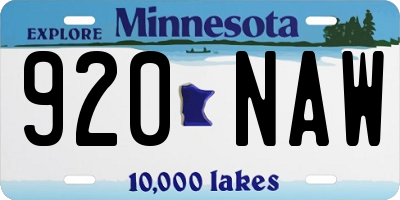 MN license plate 920NAW