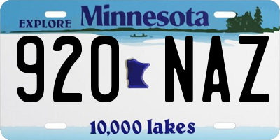 MN license plate 920NAZ