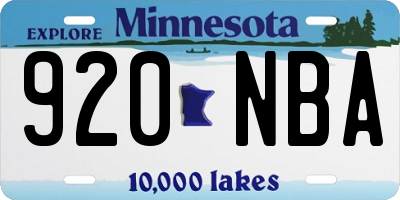 MN license plate 920NBA