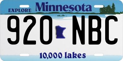 MN license plate 920NBC