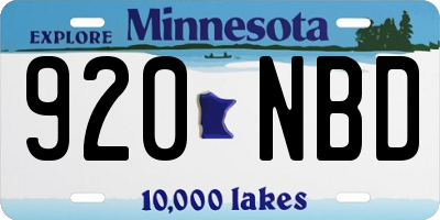 MN license plate 920NBD
