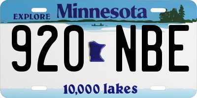 MN license plate 920NBE