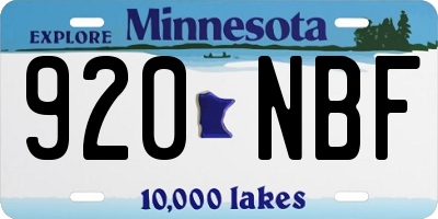 MN license plate 920NBF