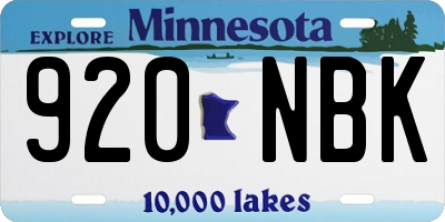 MN license plate 920NBK