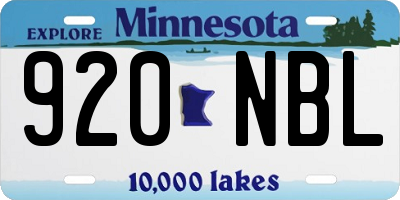 MN license plate 920NBL
