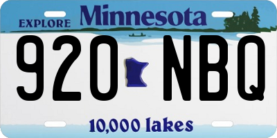 MN license plate 920NBQ