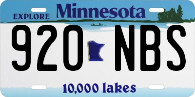 MN license plate 920NBS