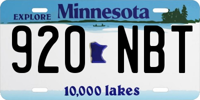 MN license plate 920NBT