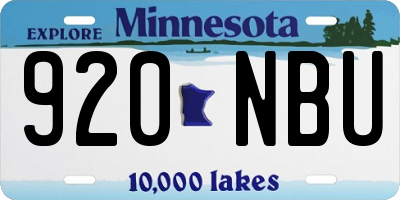 MN license plate 920NBU
