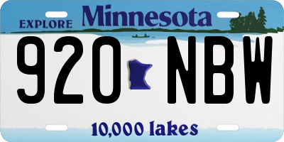 MN license plate 920NBW